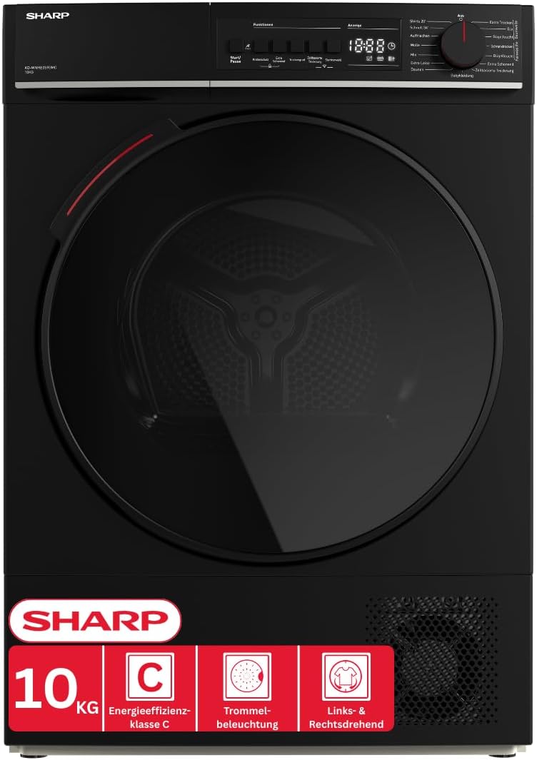 SHARP Wärmepumpentrockner, 10 kg, Silber, KD-WNHB0S9GMC-DE (, EEK C), (15 Trockenprogramme, 20 Min. Kurzprogramm