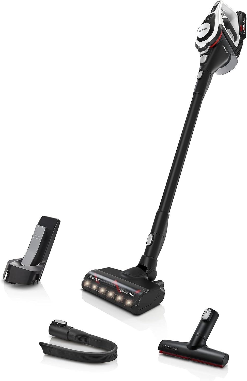 Bosch Staubsauger, schwarz/silber, Akku- Unlimited Gen2 Serie 8 BKS8214 W, beutellos, bis 45 Min Laufzeit, austauschbarer Akku