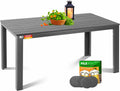 KESSER Esstisch, 156x78 cm, Grau, Gartentisch für bis 6 Personen Wetterfest & UV-Beständig, Outdoor Tisch mit pulverbeschichteter Stahl-Gestell &