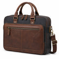 Laptoptasche 42 cm aus Kunstleder Braun Schwarz im Vintage Stil mit Schultergurt