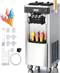 Furvveerr Eismaschine, 2200 W, 28 L, 6 L, Schwarz, Kommerzielle, Kommerzielle Soft, Gewerbliche Eiscrememaschine mit 3 Aromen & 2 x & LED-Panel