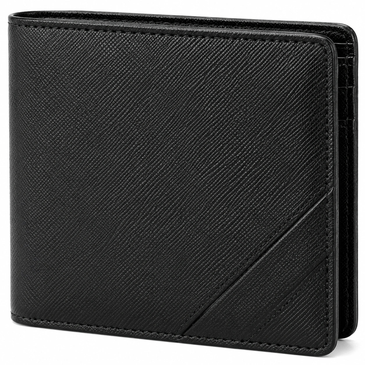Herren Geldbörse 11.5 x 9.5 cm Lederimitat Schwarz - faltbar mit Kartenfach