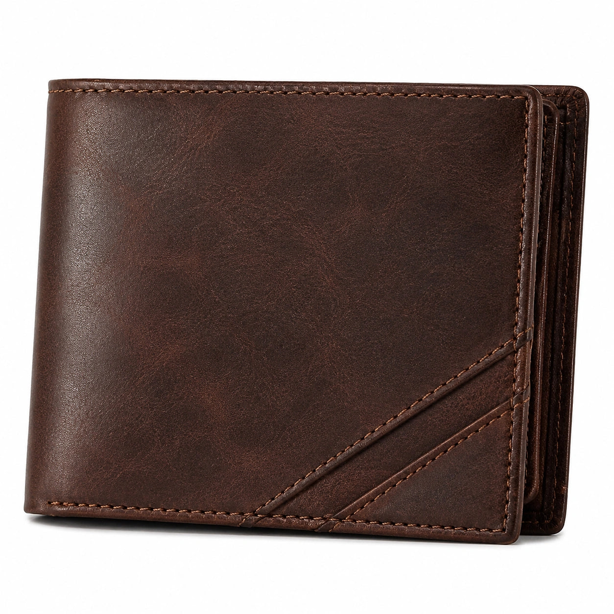 Herren-Geldbörse 12 x 9.5 cm Leder Dunkelbraun faltbar mit Kartenfächern