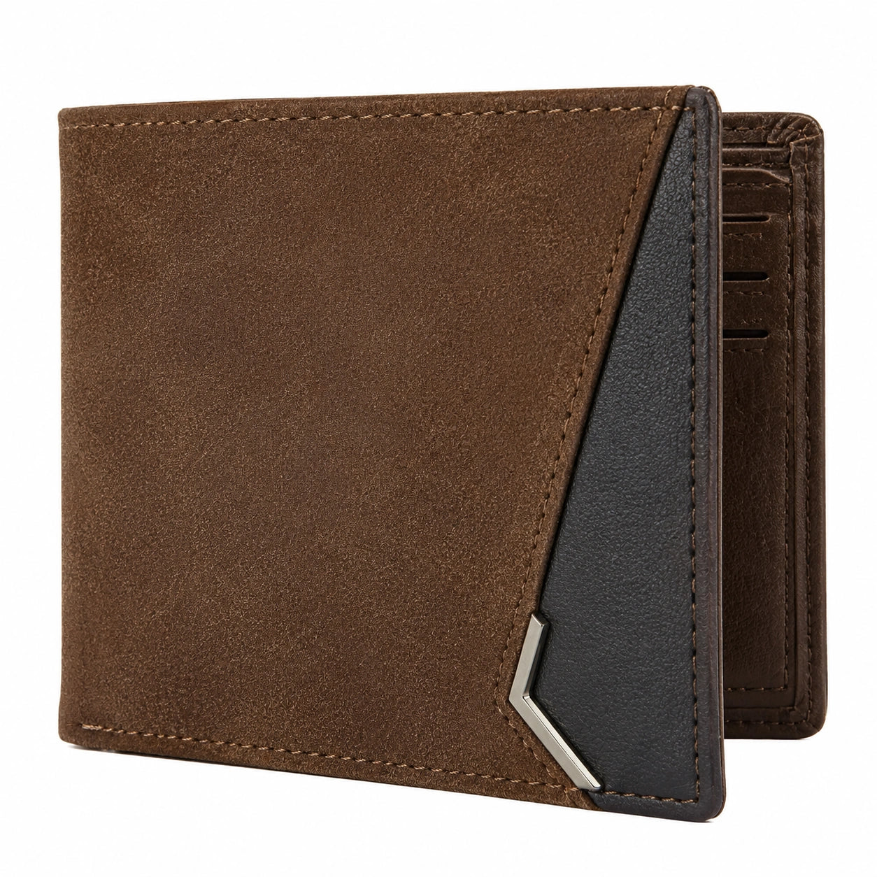 Herren Geldbörse 12 x 9.5 x 2 cm Kunstleder Braun Schwarz kompakt