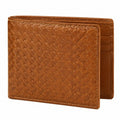 Geldbörse 11.5 x 9.5 x 1.5 cm aus braunem Leder - geflochtene Klappbörse mit Kartenfächern