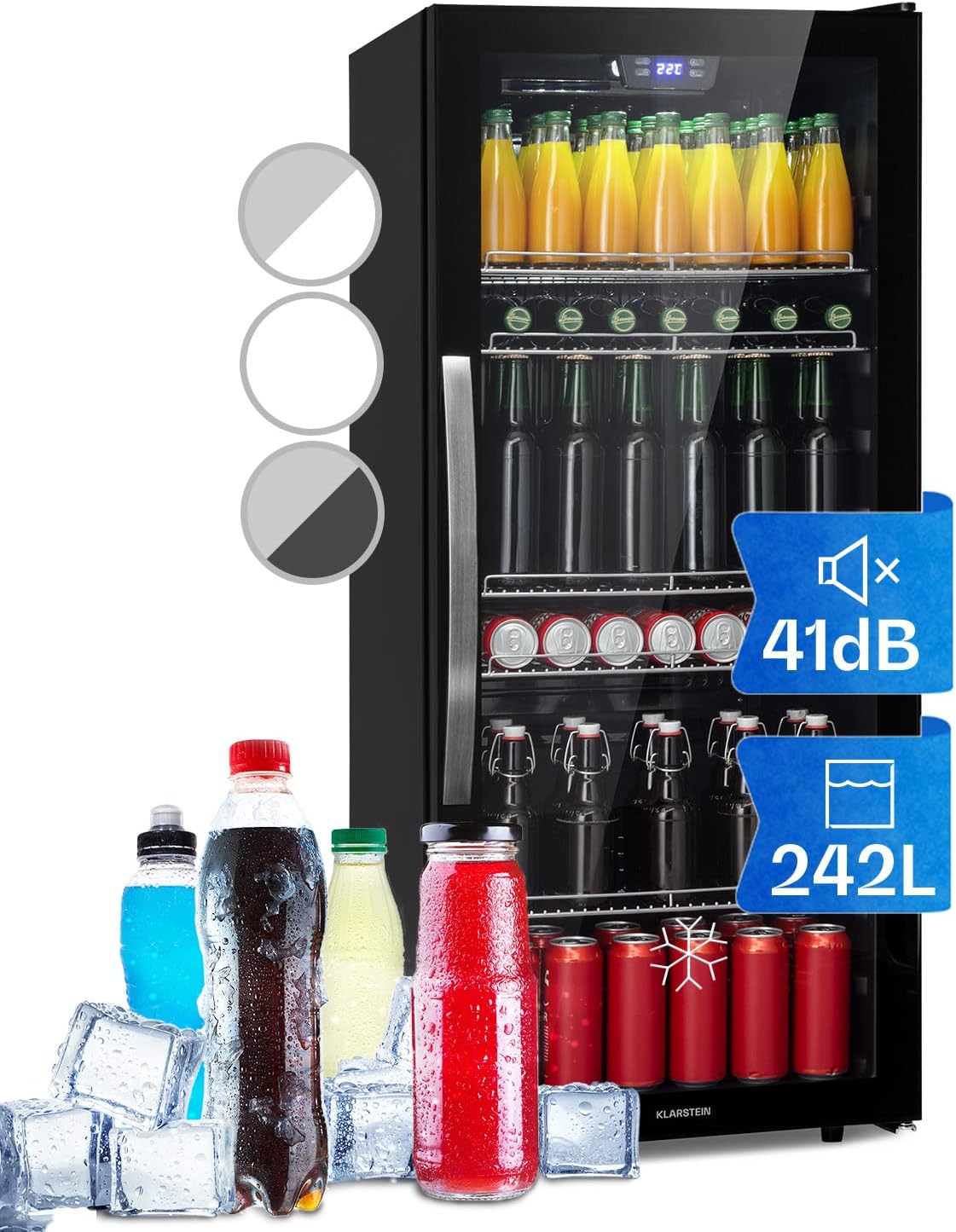 Klarstein Getränkekühlschrank, 242 L, Schwarz, Beersafe, Kühlschrank mit Glastür