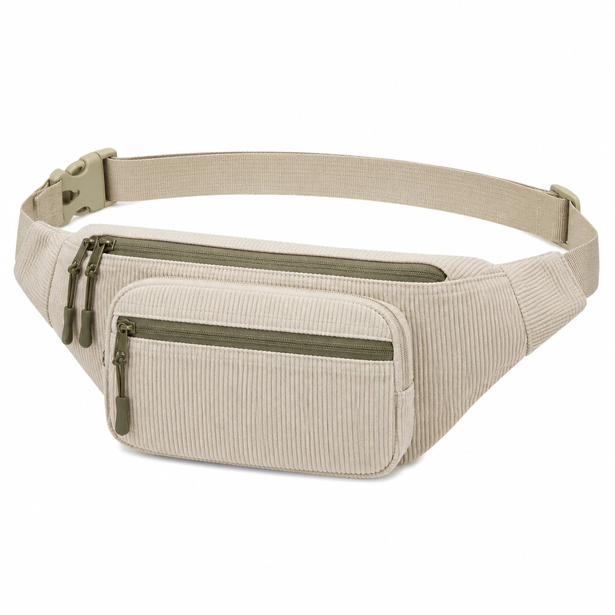 Gürteltasche 32 x 8 x 15 cm aus Cord Beige mit Reißverschluss für Alltag