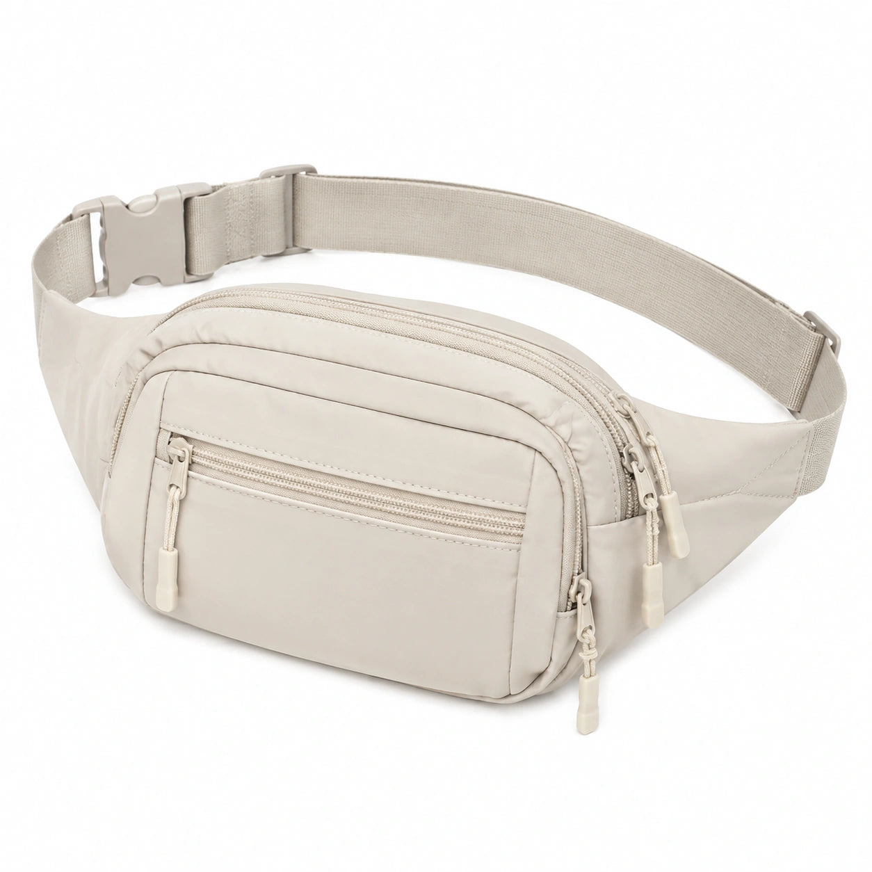 Gürteltasche 30 x 15 x 8 cm aus Polyester Beige mit mehreren Reißverschlussfächern