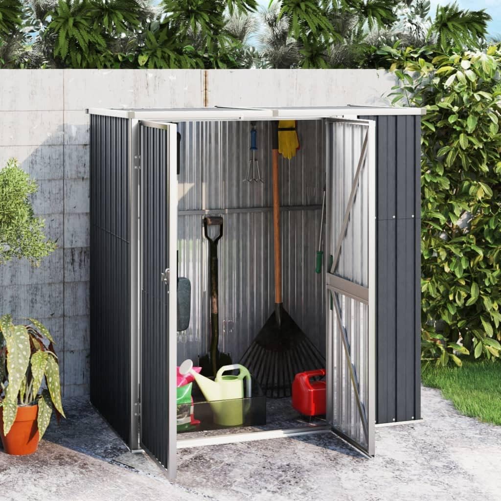 Gerätehaus prissent, 161x89x161 cm, Anthrazit, Verzinkter Stahl Gartenhaus Günstig Garten Gartenschuppen
