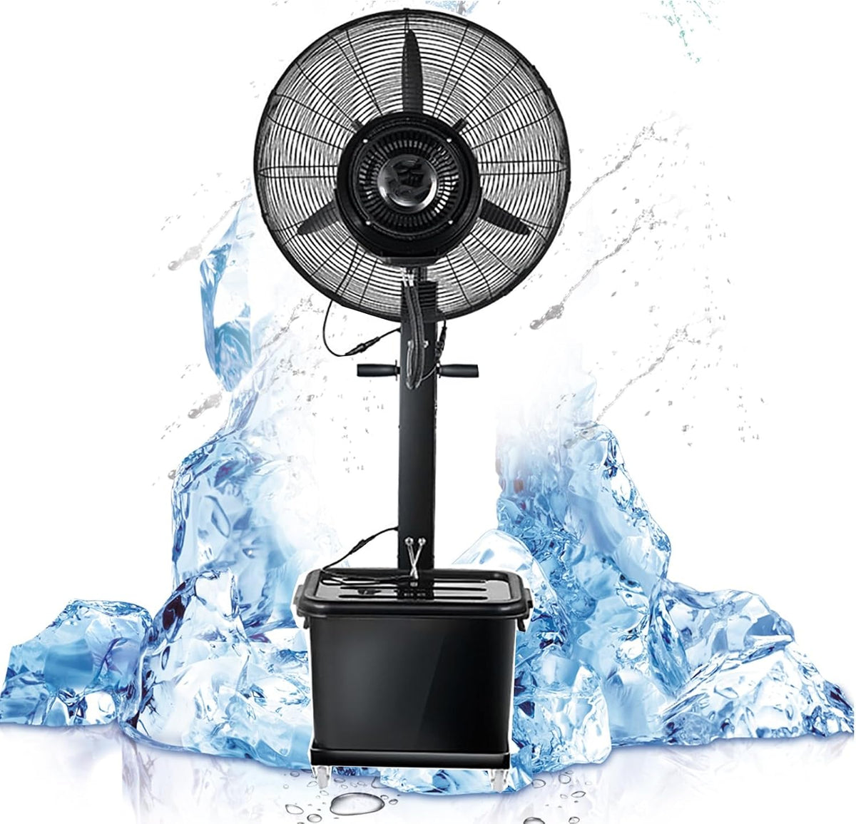 QUSYZD Ventilator, 28 Zoll, 220 V, 71 cm, 220v, Weiß, Nebel für den Außenbereich mit 90°-Oszillation, 3 Geschwindigkeitsstufen