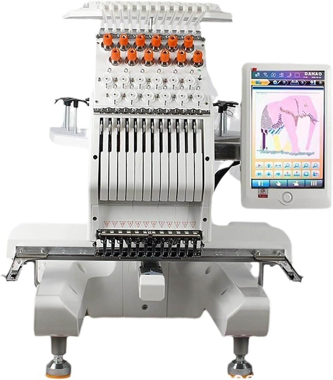 Einzelkopf Einfache Nähmaschinen, Schwarz, Stickmaschine mit 12 Nadeln, 10-Zoll-Touchscreen, USB-Import, für Hüte und Kleidung