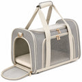 Transporttasche für Haustiere 45 x 28 x 30 cm aus Polyester Grau Creme mit Netzfenstern