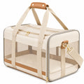 Haustier Transporttasche 45 cm x 28 cm x 28 cm aus Textil in Beige mit Netzfenstern