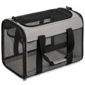 Tiertransporttasche 45 x 28 x 28 cm aus Polyester Grau Schwarz mit Netzfenstern und Tragegriffen