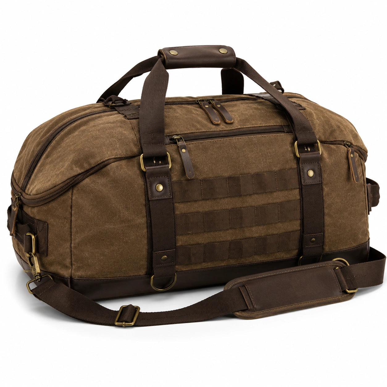 Reisetasche 52 x 28 x 28 cm aus Canvas Braun mit Schultergurt und Reißverschluss
