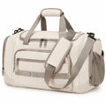 Reisetasche 50 x 25 x 30 cm aus Textilgewebe in Creme/Grau mit Schultergurt und Fächern