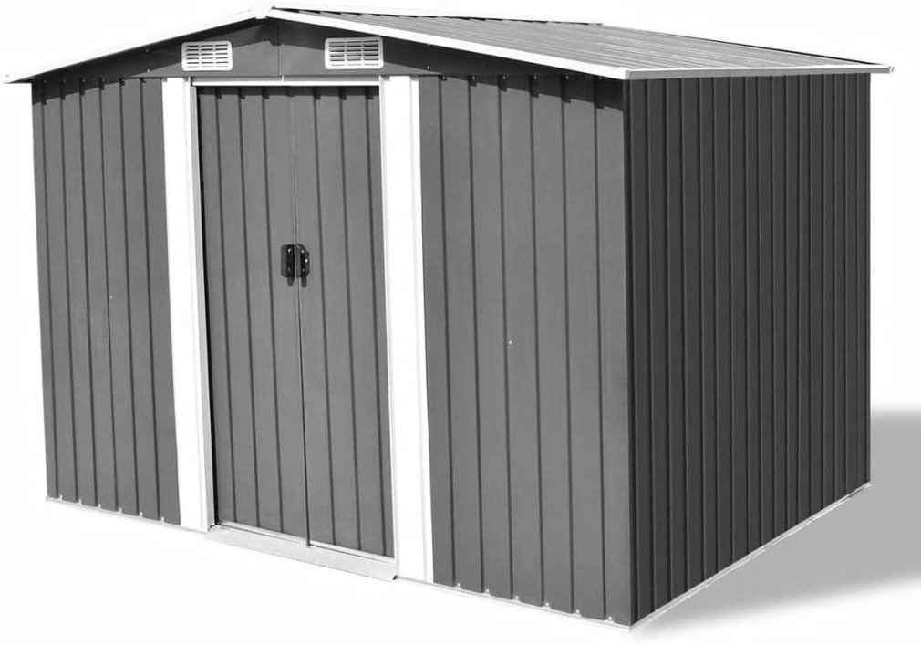Gerätehaus Festnight, 257 x 205 x 178 cm, Grau, Geräteschuppen Metall Gartenhütte Metall Geräteschuppen