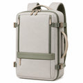 Reiserucksack 50 x 32 x 20 cm aus Textil in Beige/Olivgrün mit Kompressionsriemen