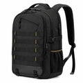 Rucksack 32 x 20 x 48 cm aus schwarzem Textil mit Mehrfachfächern für Alltag und Reise