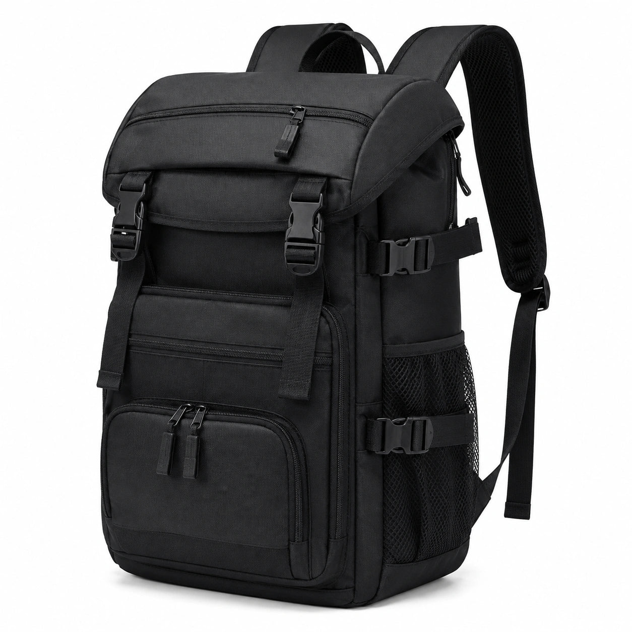 Rucksack 33 x 20 x 48 cm aus Polyester Schwarz mit Mehrfachfächern für Alltag und Reisen