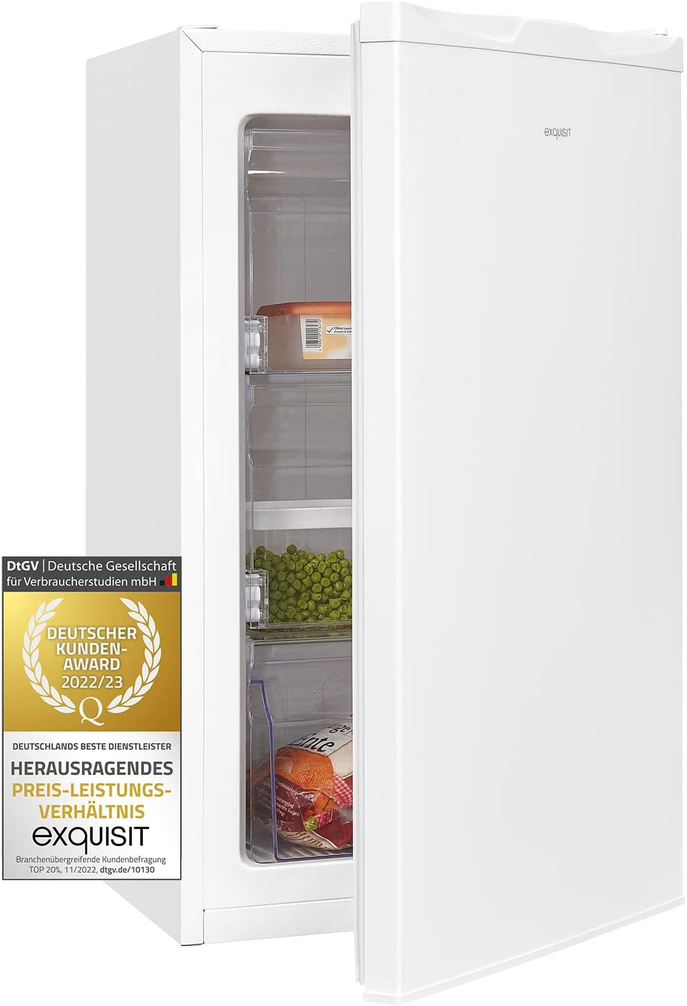 Exquisit Gefrierschrank, 63 L, Weiß, GS111-330E - Tiefkühlschrank Kle