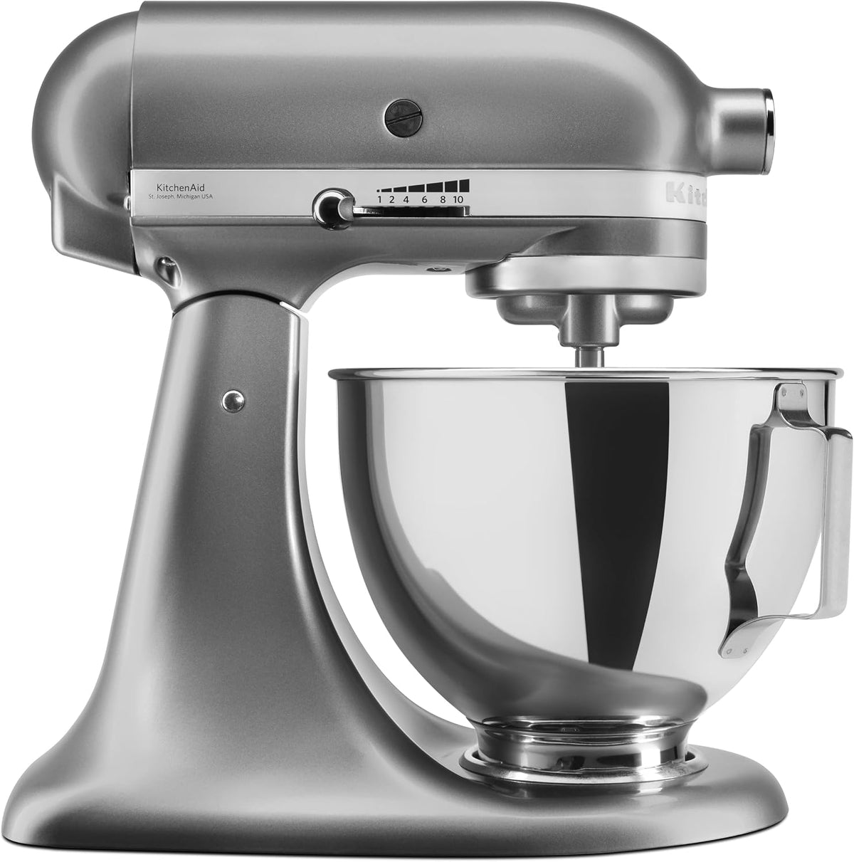 KitchenAid Universalküchenmaschinen, 4,3 L, Silber, 5KSM95PSECU Küchenmaschine (, Spritzschutz, 275 Watt, Flachrührer