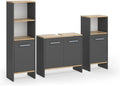 Vicco Komplettprogramme, 131.4 cm, Anthrazit, Badmöbel-Set Karli, /Goldkraft Eiche, besteht aus Waschbeckenunterschrank