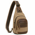 Umhängetasche 18 x 8 x 32 cm aus Canvas Khaki/Braun mit verstellbarem Schultergurt