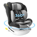 Miophy Kindersitz, 150 cm, Schwarz/Grau/Weiß, I-Size 360°drehbar, Gruppe 0+1/2/3, 0-12 Jahre, Baby Autositz mit isofix