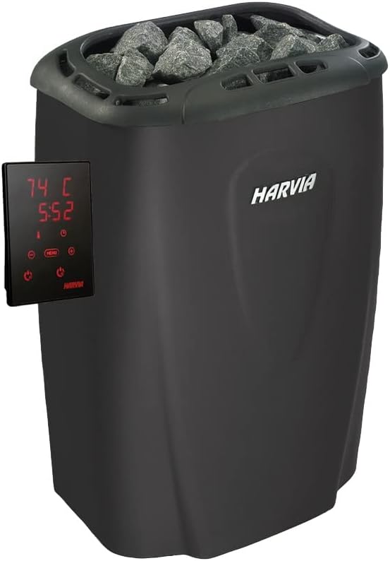 Harvia Saunen, 6 kW; Spannung 230 V/400 V; Saunavolumen: 5-8m³, Schwarz, Moderna XE Elektrischer Saunaofen mit separater Steuerung