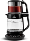 KARACA Teemaschinen, 1700 W, Schwarz, Caysever Maschine, Stahl, Chrome, BPA-frei, 8 Lt Fassungsvermögen Glas-Teekanne