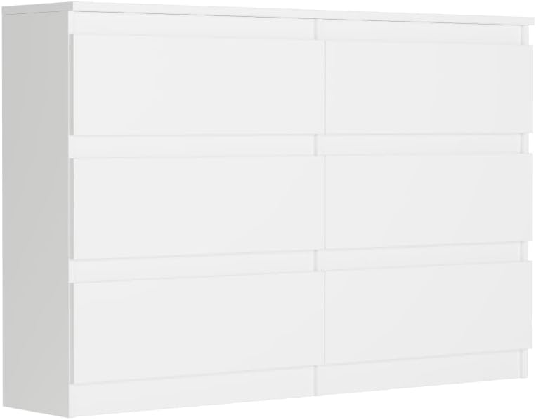 Framire Sideboard, 120 x 30 cm, Weiß, Schmale Kommode mit Schubladen - Modern R120