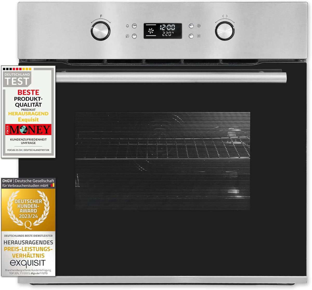 Exquisit Backofen, 70.0 liters, Schwarz/Silber, Elektro EBEP 697-3 H