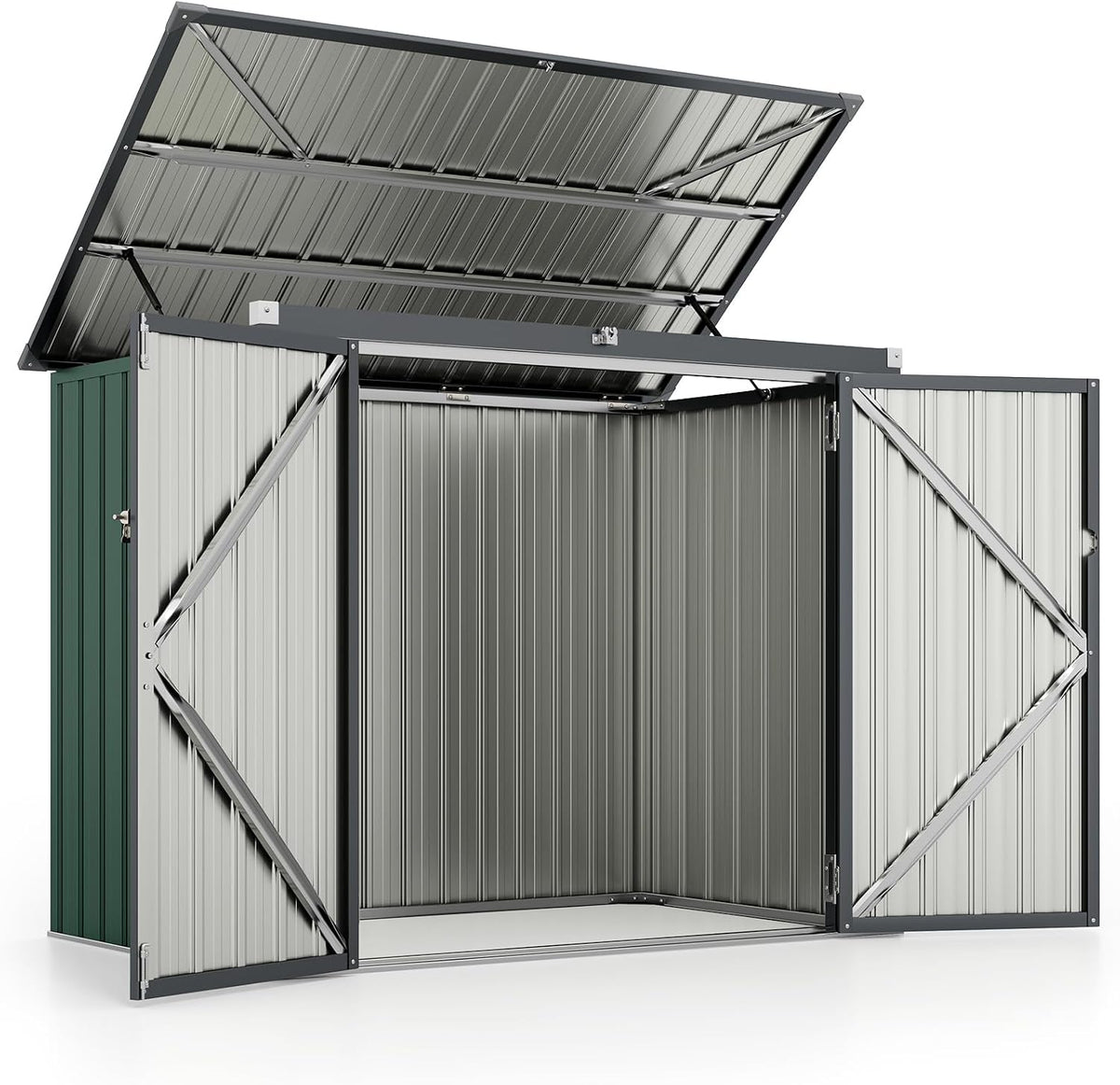 COSTWAY Mülltonnenbox, 172 x 95,5 x 130 cm, 2 M, Metall, anthrazit, für ülltonnen, Müllbox aus verzinktem Metall