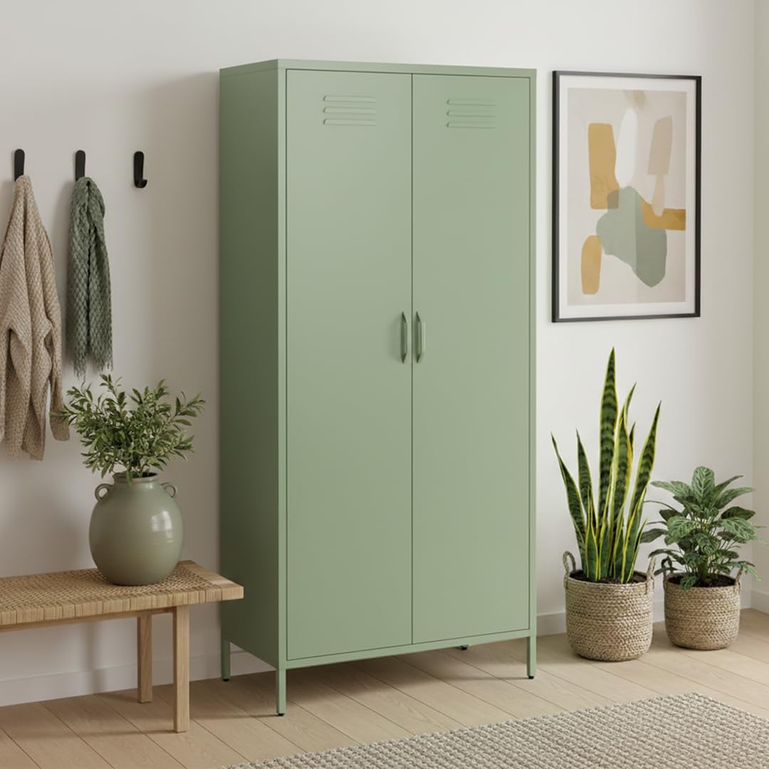 Kleiderschrank skølm, 80 cm, Stahl (Stahl-Epoxid-Pulverbeschichtung), Mintgrün, Schlafzimmerschrank