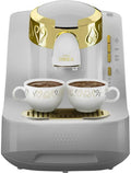 Arzum Kaffeemaschine, Weiß/Gold, OKKA OK008-B TURKISH COFFEE MACHINE, fully automatic coffee machine, 2 cups of coffee
