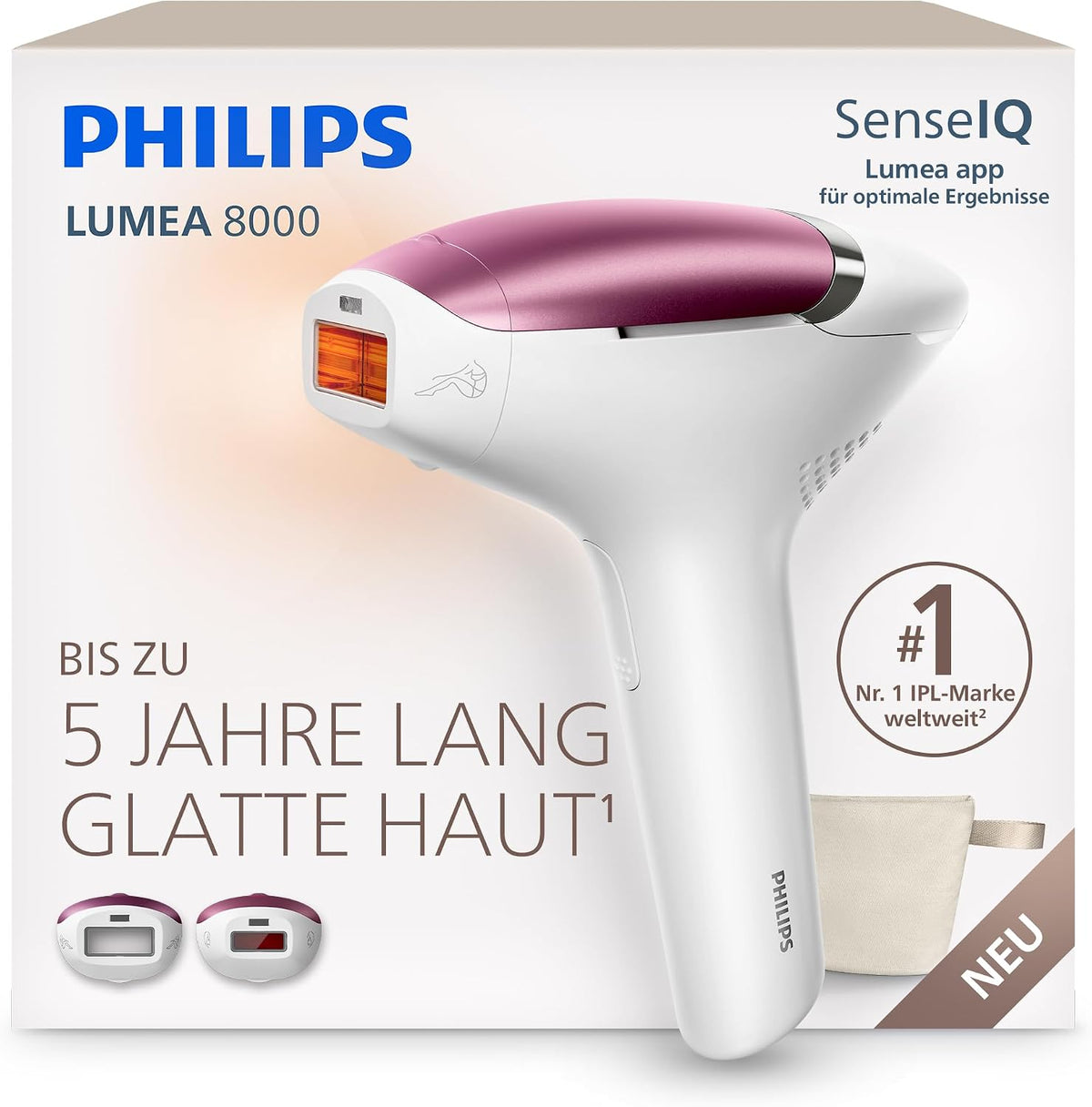 PHILIPS Systeme, Schwarz, Lumea 8000 IPL-Haarentfernungsgerät - Alternative zur, einfache Anwendung zu Hause, Sicherheit nach medizinischen Standards