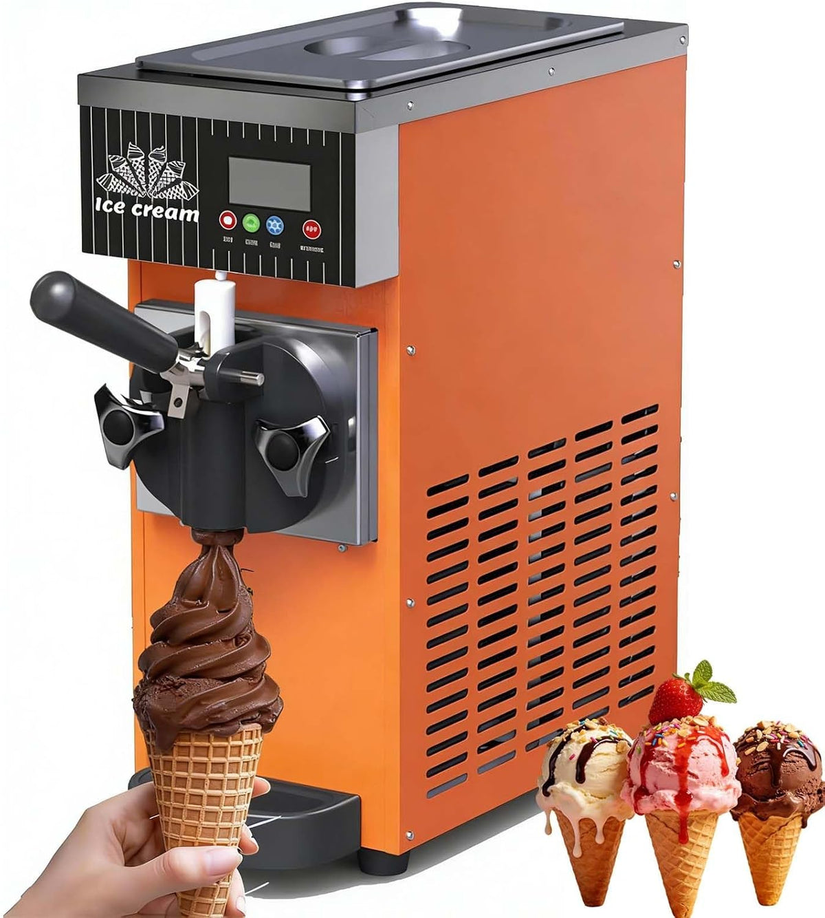 lealovengzh Eismaschine, 5 L, Orange, Soft Kommerzielle/Home -1 Sorte FüR Gewerbe &, /H Produktionsleistung, TischgeräT Aus Edelstahl