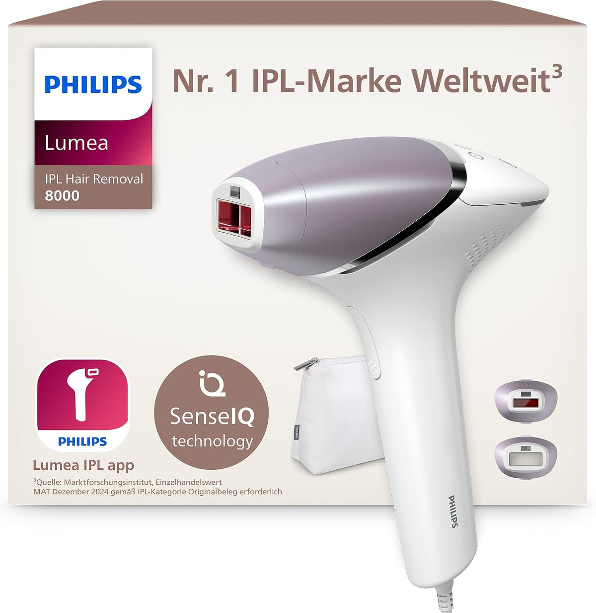 Philips Systeme, Weiß/Violett, Lumea IPL 8000 Series Haarentfernungsgerät mit SenseIQ, Alternative zur Laserhaarentfernung