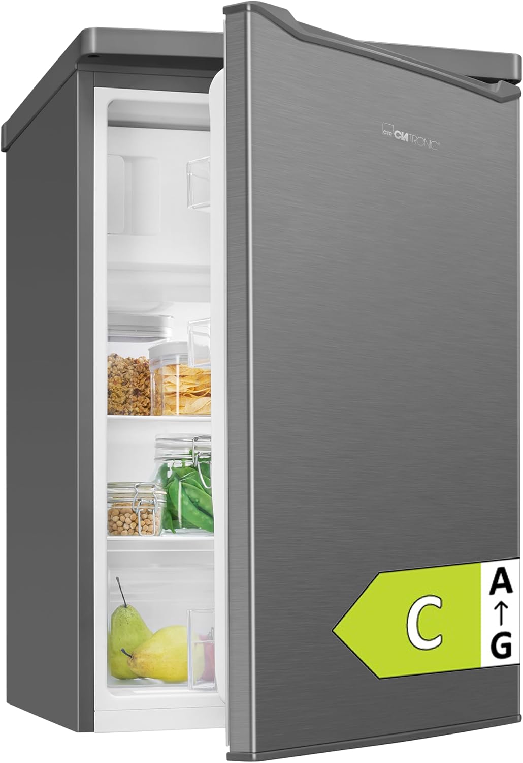 Clatronic Kühlschrank, 85 cm, 37 dB, 109 L, Silber, mit Gefrierfach, Energieklasse C, Kühl schrank klein, leise