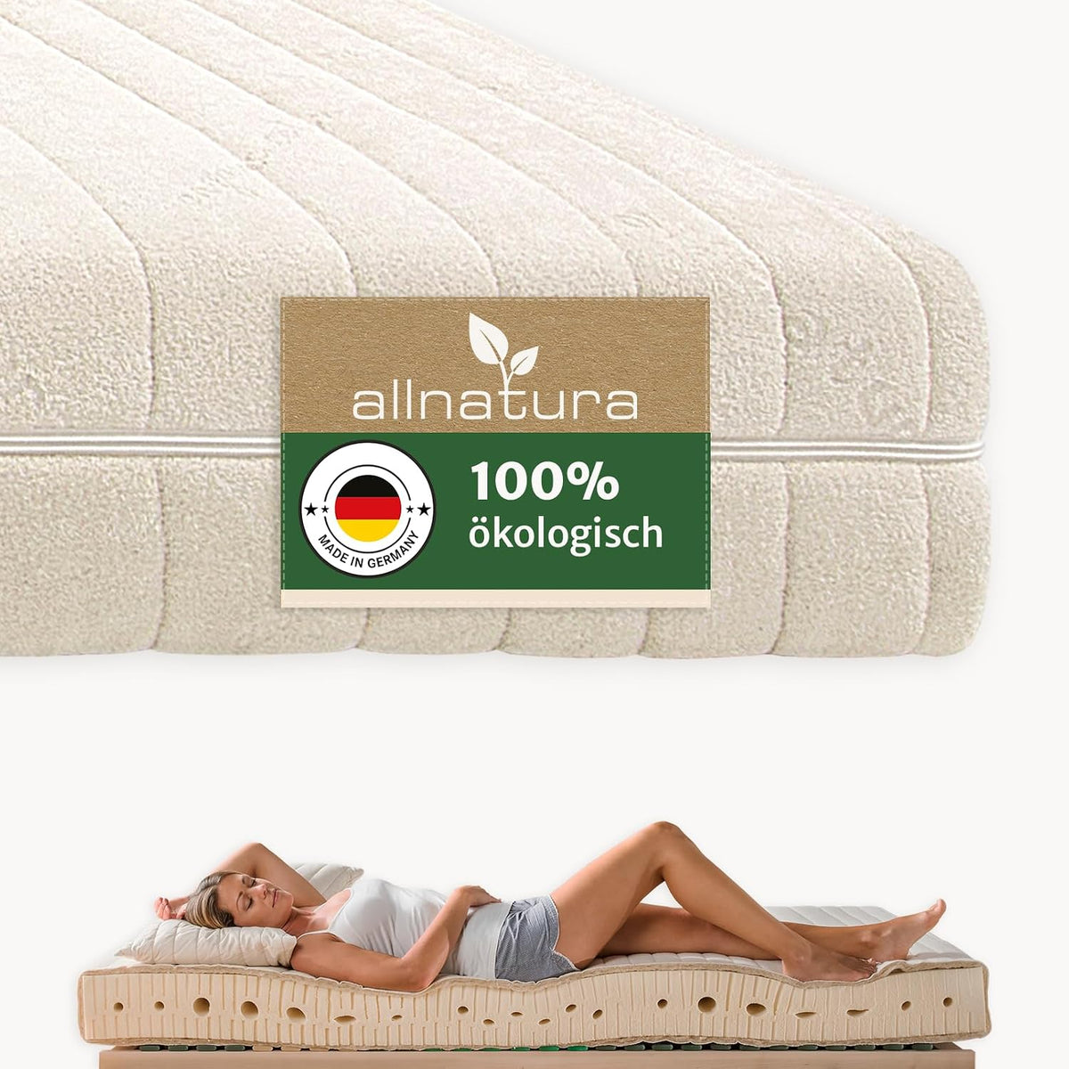allnatura Matratze, 90x200 cm, Grau, 7-Zonen Naturlatex- Sanastar-Comfort