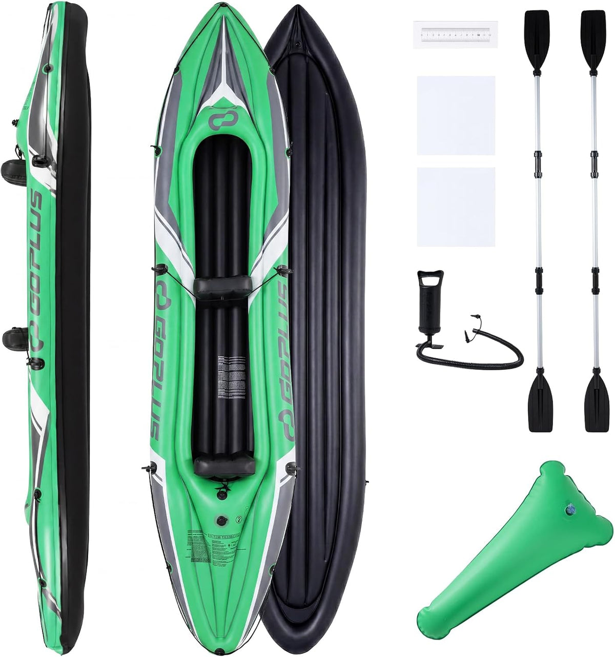 COSTWAY Aufblasbare Kajaks, 350 x 78 x 47 cm (L x B x H), PVC, Aluminiumlegierung, PP, Weiß