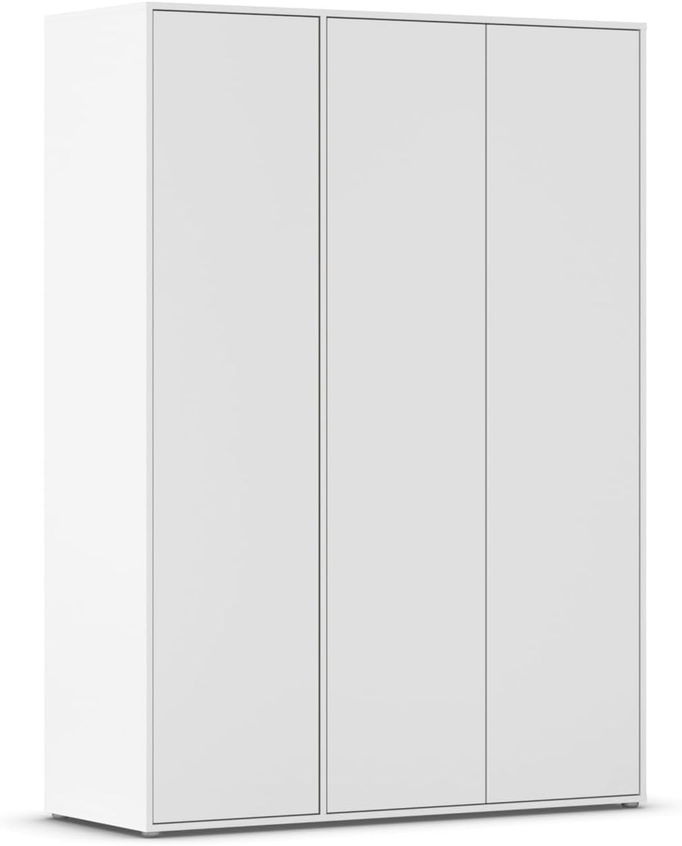 Kleiderschrank Rauch Möbel, 140 cm, Weiß, Nabila für Schlafzimmer, Kinderzimmer, Jugendzimmer, Flur, 3-türig, Push-to-Open