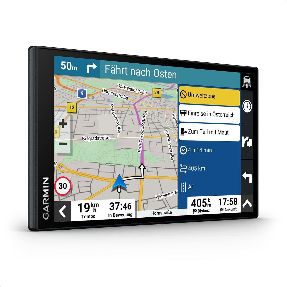 Garmin Kamera, 17,8 cm, 7 Zoll, Transparent, DriveSmart 76 MT-S, Navigationsgerät mit großem HD-Display, 3D-Europakarten mit Umweltzonen