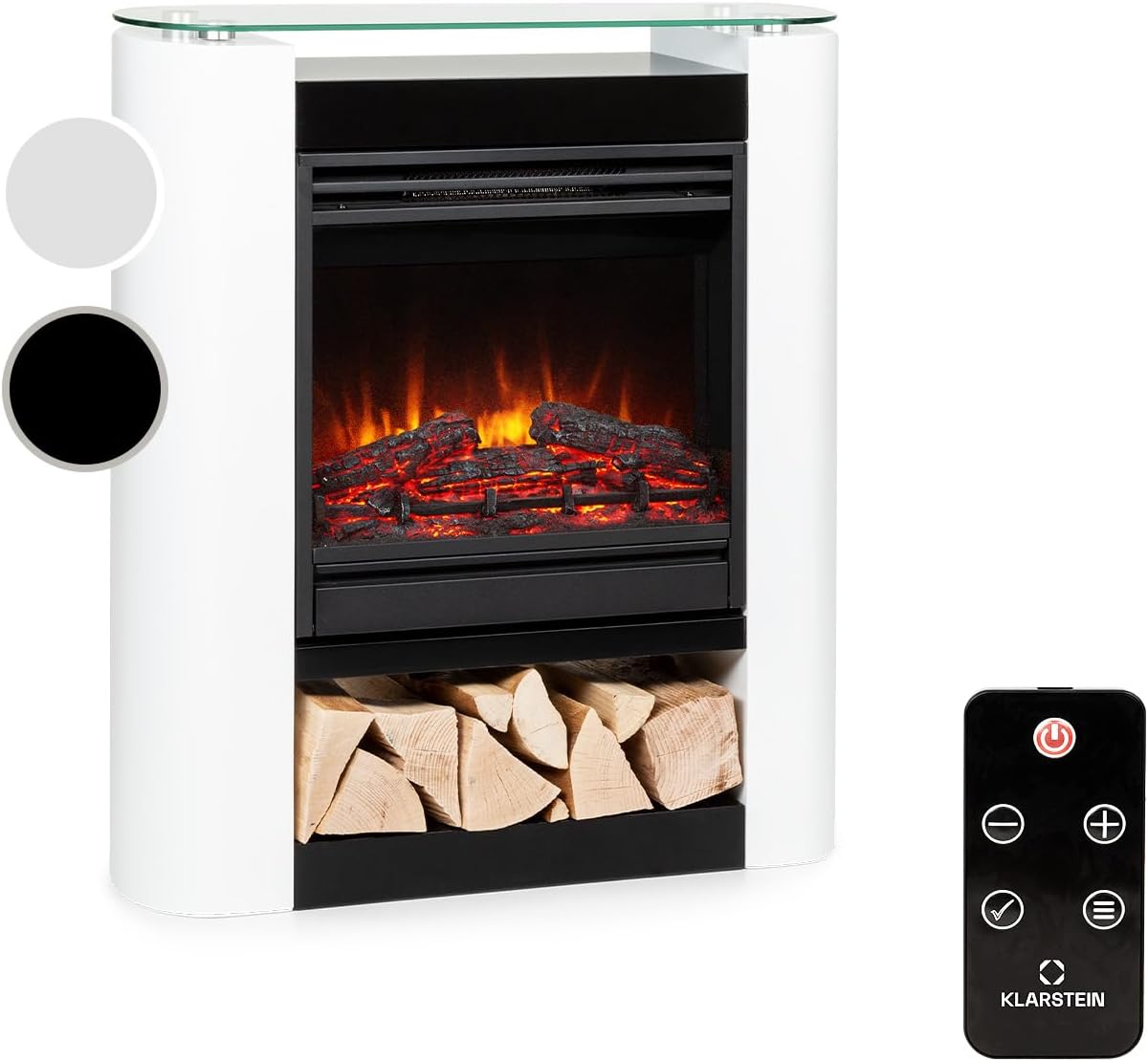 Klarstein Elektrokamin, 1800 W, Schwarz, Elektro Heizungen für Wohnzimmer & Innenräume, Elektrischer Kamin mit LED Flammen