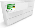 CDF Sideboard, 138 cm, 40 cm, Natur, Kommode Weiß mit 6 Schubladen Tief Komodenschrank Komode