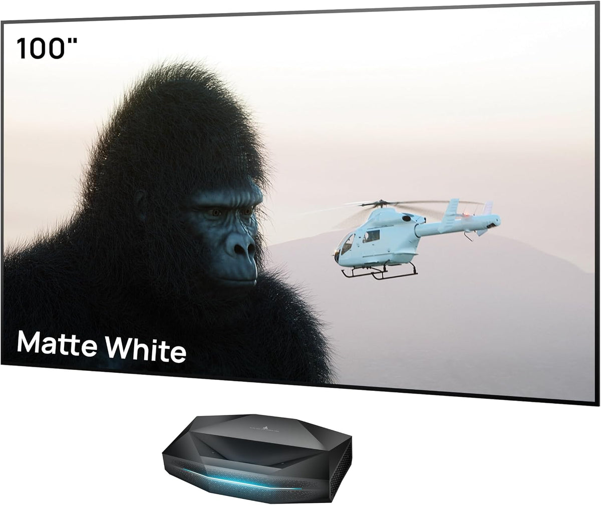 AWOL Beamer, Mehrfarbig, VISION Aetherion Pro + 100' Fester Projektorbildschirm-Set, 4K UHD HDR10+, Dolby Vision und Atmos
