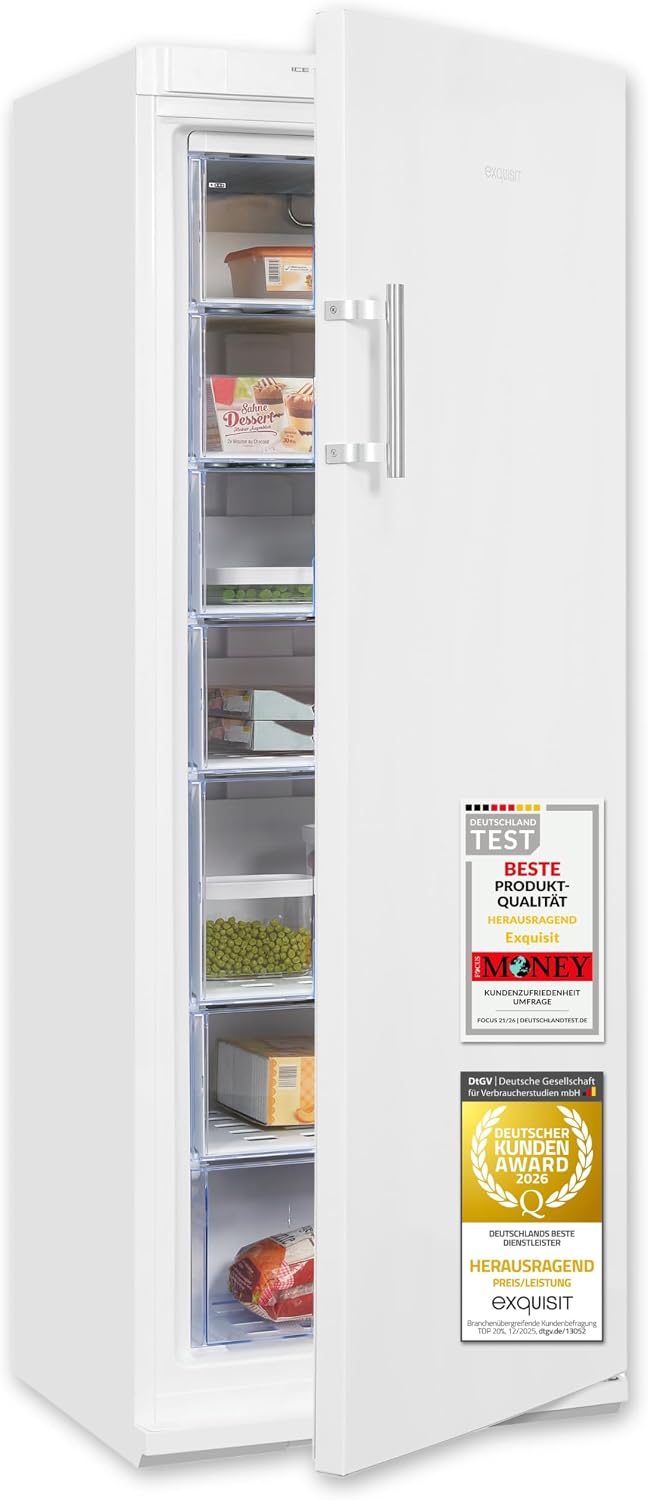 Exquisit Gefrierschrank, 232 L, Weiß, GS27-H-280E - Standgerät Tiefkühlschrank