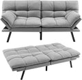 GOPLUS Sofa, 182 x 106,5 cm, Grau, Couch Schlaf, Klapp mit Schlaffunktion, 2 Sitzer mit Verstellbarer Armlehnen