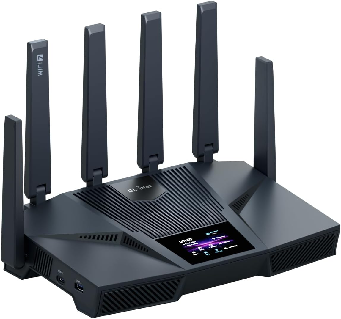 GL.iNet Router, Grau, Flint 4 (GL-BE14000) Tri-Band Wi-Fi 7 Heim mit VPN für SOHO